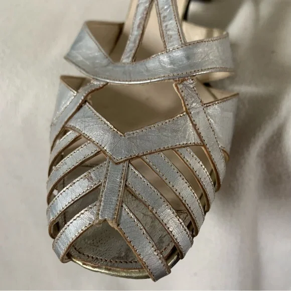 Antique 1920s Silver Leather T-Strap Art Deco Heels - Picture 7 of 16